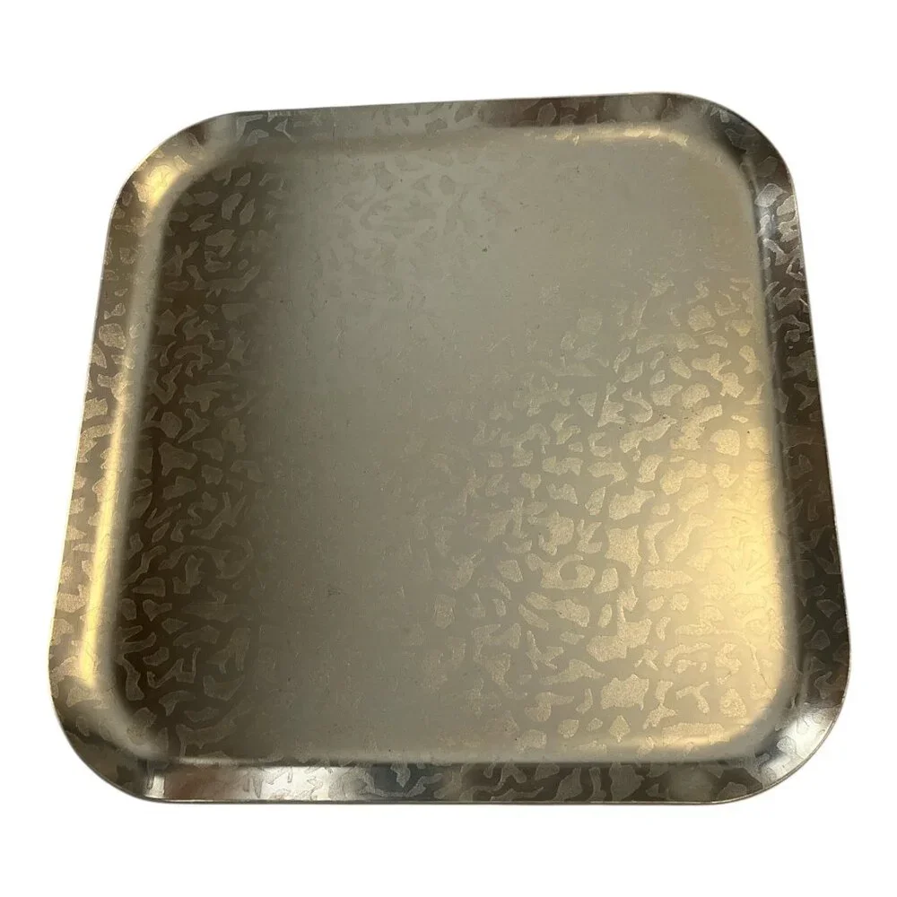Vintage Kensington Moiré Aluminum Tray | Gold-Tone 10.75